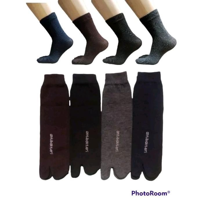 6 pasang kaos kaki jempol anti bacteria polos pria Kaos kaki kerja kantoran Polos Katun Panjang