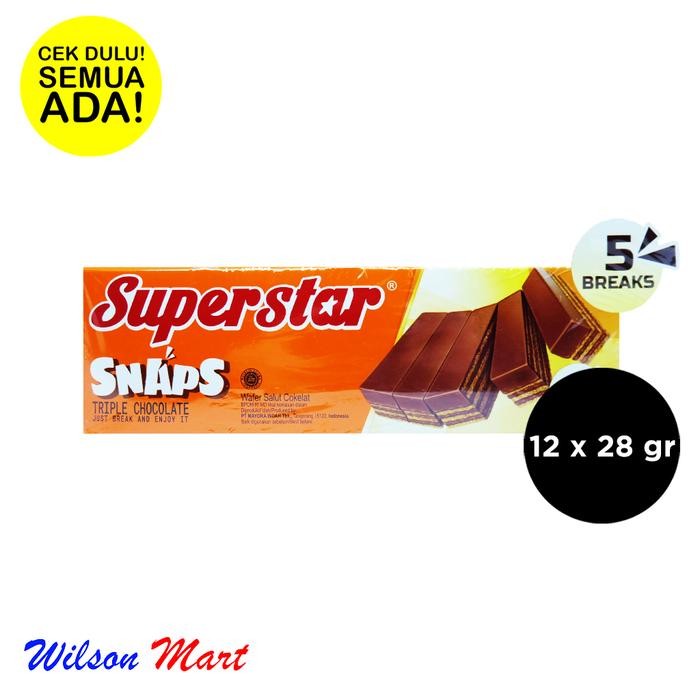 

SUPERSTAR SNAPS TRIPLE CHOCOLATE WAFER COKLAT ISI 12 X 28 GRAM