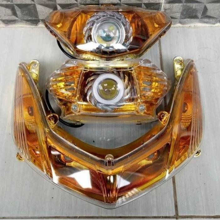 Reflektor Lampu Satu Set Pake Lampu Proji Motor Mio Smile