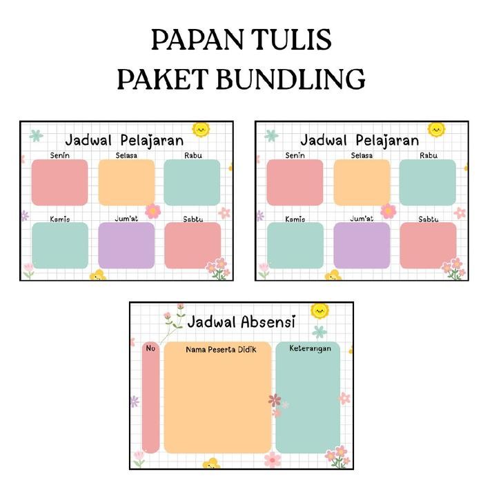 OJ Hiasan dinding dekorasi kelas paket bundling 1 paket isi 3 jadwal pelajaran jadwal piket jadwal