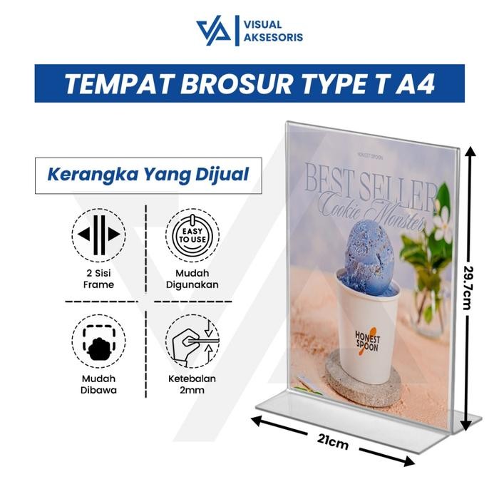 

OJ Tempat Brosur Akrilik A4 2mm Tent Card Display QRIS / Daftar Menu Meja