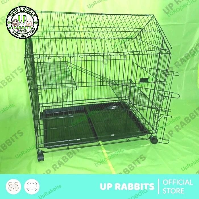 Kandang Kucing atap rumah ukuran 75*45*65cm 2 tingkat