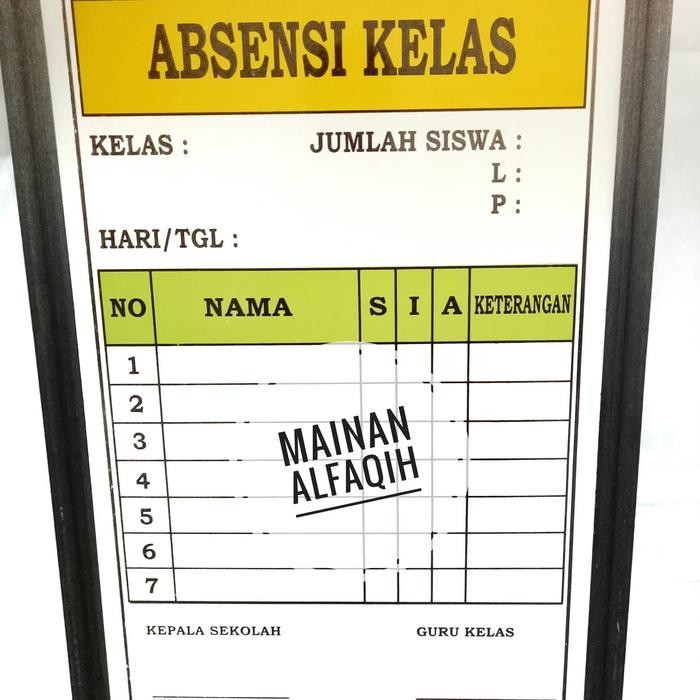 EJ Papan Absensi Siswa- Administrasi Kelas