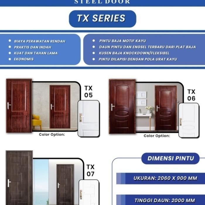 PINTU BAJA + KUSEN + KUNCI PINTU KODAI TX07 PUTIH