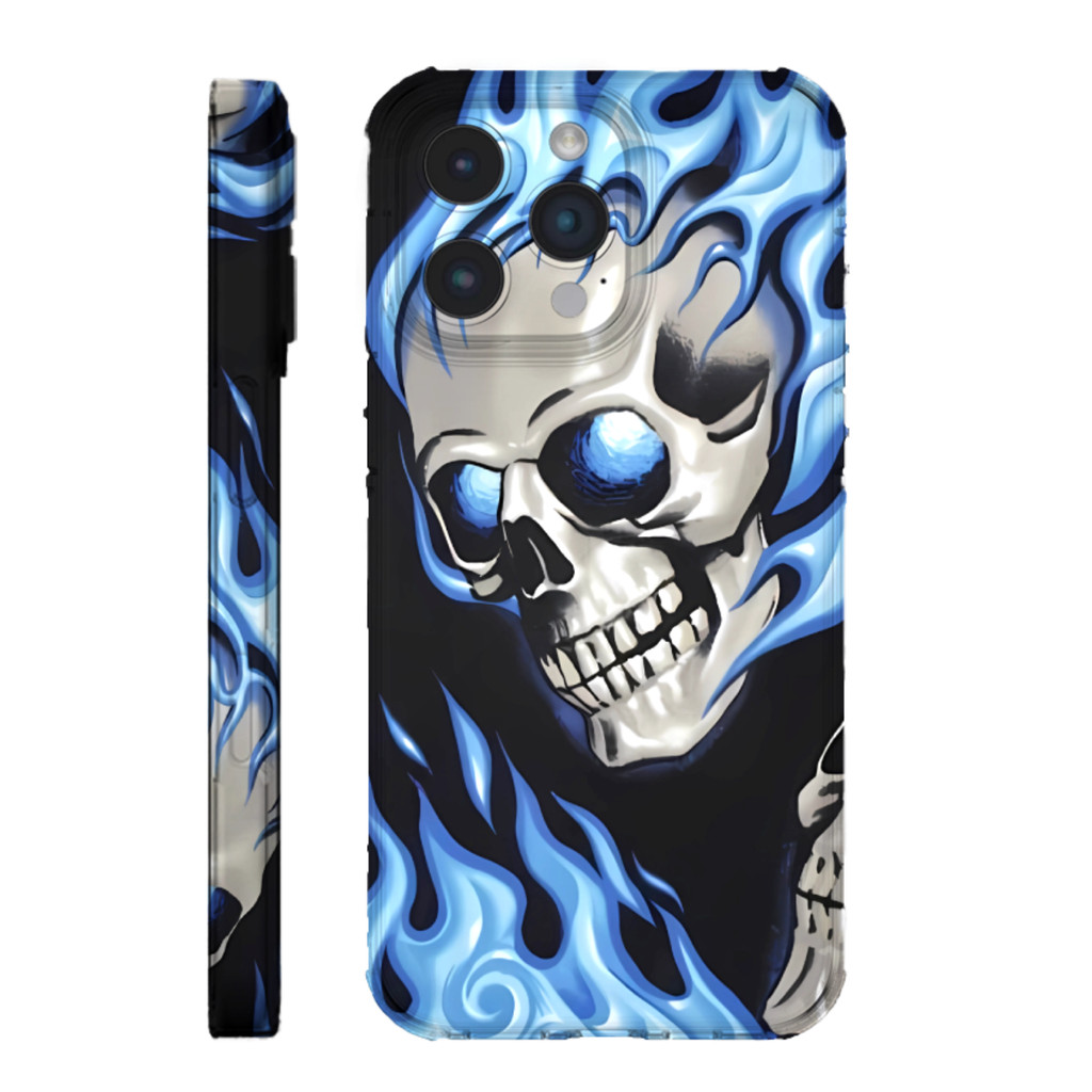 Hardcase Motif Tengkorak Berapi Iphone X/XS Iphone 7/8 Iphone 15 Plus Iphone 12 pro Iphone 12 Case H