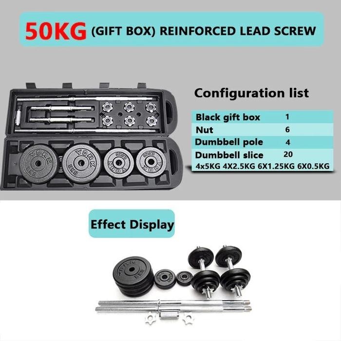 Dumbell Barbel 50Kg Set Dumbel Barbel Set 50Kg Peralatan Kebugaran Angkat Berat Promo 