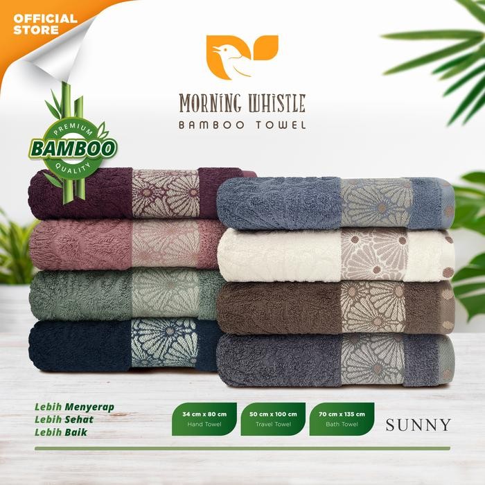 KUALITAS Handuk Morning Whistle Bamboo Towel - Sunny - 70135cm / 50 x 100cm / 34 x 80cm / Handuk