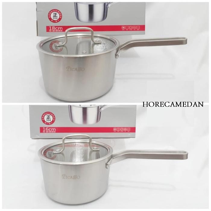 Panci susu picasso / sauce pan stainless steel tutup kaca 16cm
