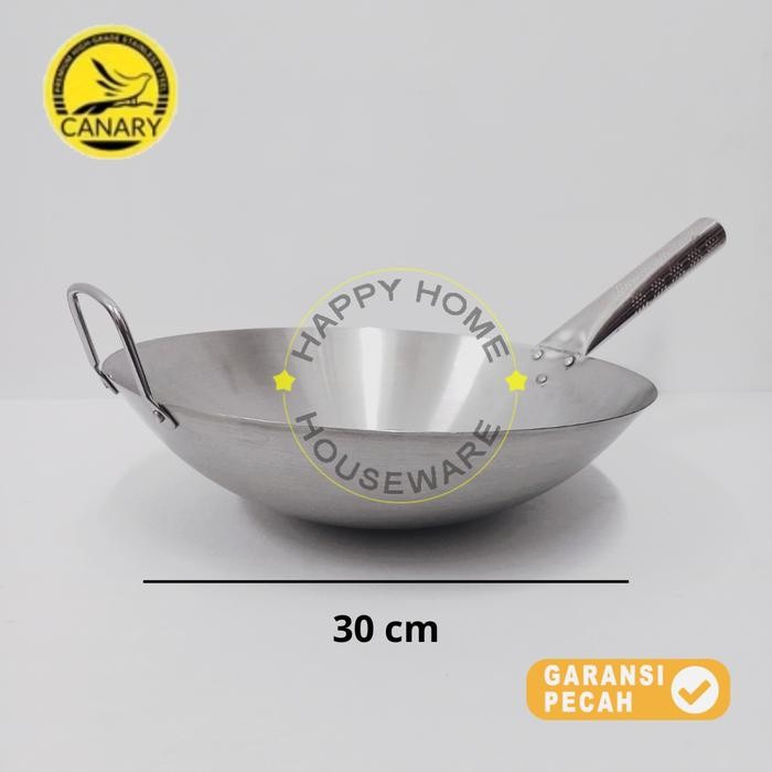Terbaik Canary Wajan Gagang Panjang Stainless 30Cm / Kuali Masak / Wajan Penggorengan 30Cm 100% Ori
