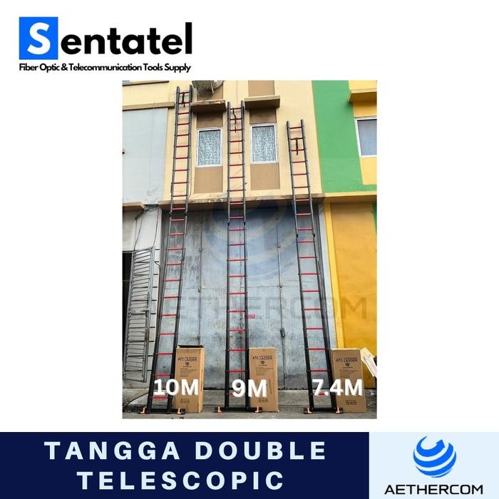 Paling Baik Tangga Lipat Double Tanpa Lekukan Teleskopik Aluminium Terlariss 