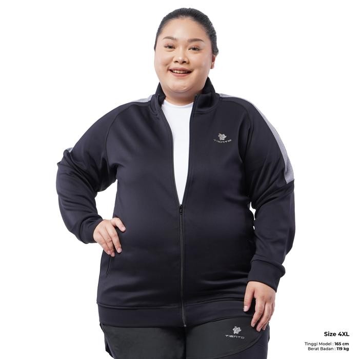 Tiento Jacket Resleting Turtleneck Panjang Hitam Big Size Women Original Best Seller