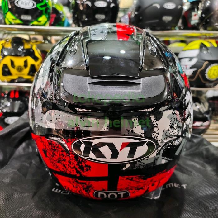 helm kyt galaxy flat r motif 5 black red / helm half face kyt galaxy