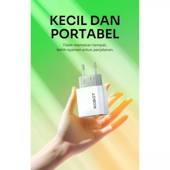 9pli- Robot Rt-K8 Plus Charger Adaptor 2.4A Dual Port Output Usb - Type C