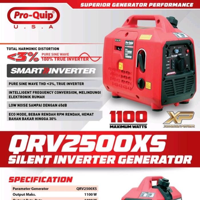 Genset Inverter 1000 Watt 1100 Watt Super Silent Portable Merk Pro-Quip Original Qrv2500Xs