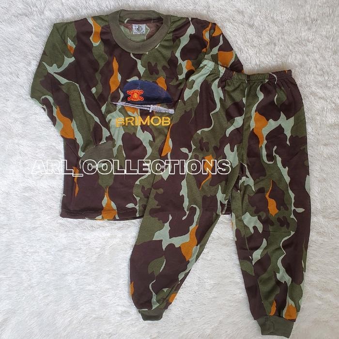 Bkb ArlC setelan kaos anak loreng brimob lengan panjang baju trening kids army satu setel celana