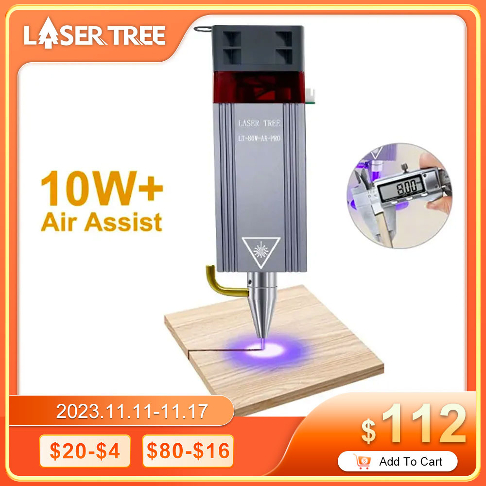 LASER TREE 80W Laser Module with Air Assist 20W 40W 80W Laser Engraving Head 450nm Blue Laser Head f