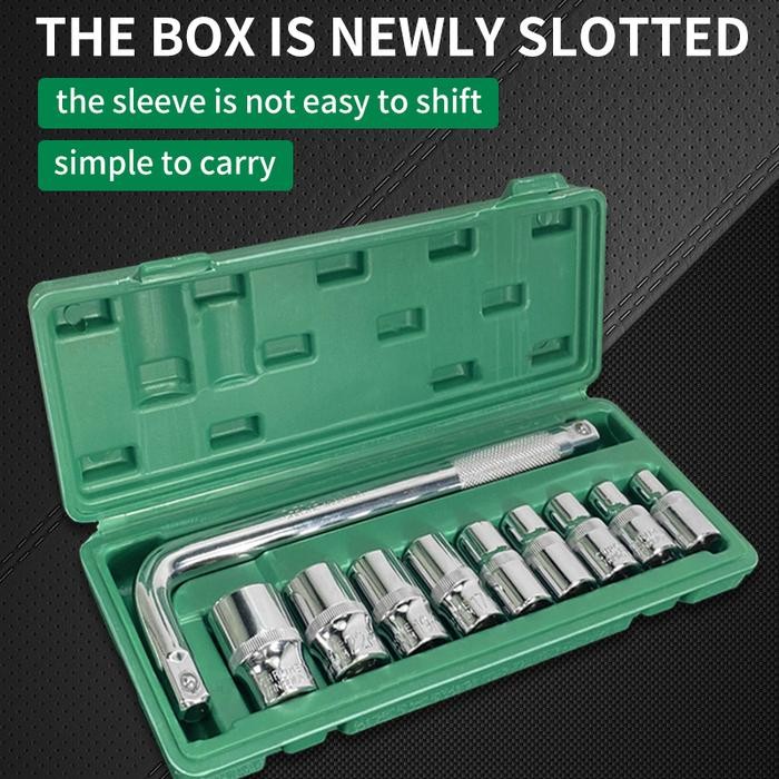 Isku Kunci Sok Set L 8-24Mm 10 Pcs Kunci Sock Set 1/2 Inch Gagang Shock L Dan 8Mm 10Mm 12Mm 13Mm