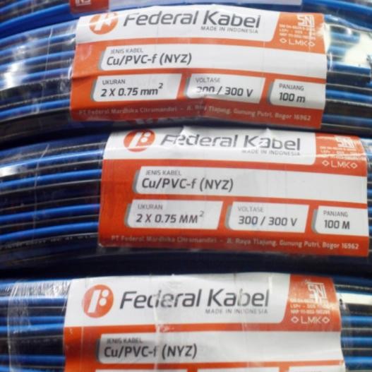 Kabel Twin Round Nyz 2X0,75 2X0.75 2X0,75Mm Federal @100Meter