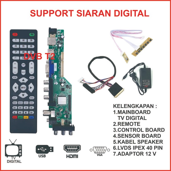 Mainboard Tv Digital Analog Monitor Mesin Tv Universal 40 Pin Tbk