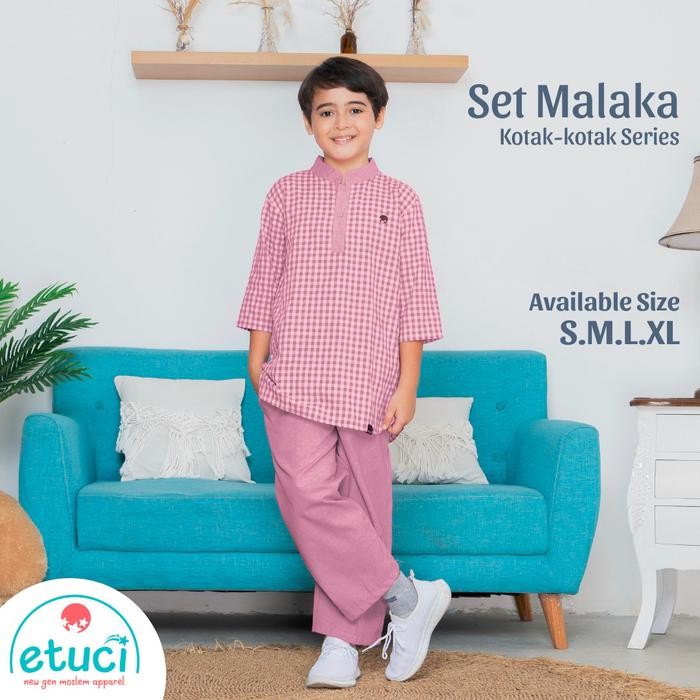 BAJU KOKO ANAK LAKI LAKI SETELAN MUSLIM SET MALAKA KOTAK KOTAK SERIES