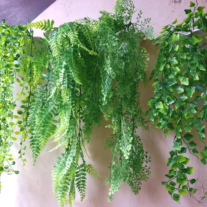 Daun plastik daun rambat plastik berikut pot dinding