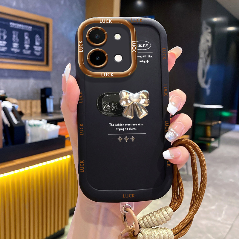 Casing Hp untuk VIVO Y28 2024 Case Casing HP Softcase silikon hitam yang dipersonalisasi dengan lens