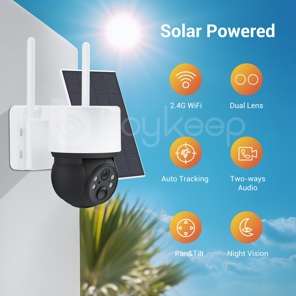 Boykeep Smart Security Camera IP66 Waterproof Supports Cloud Storage/SD Card Storage 3MP HD 360