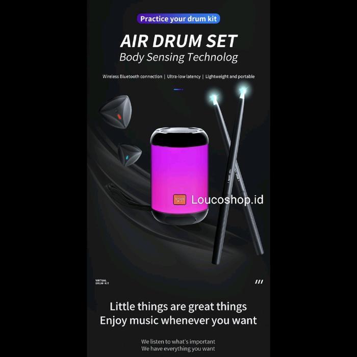 TERBARU Air Drum Virtual Set / Mainan Drum Portable Virtual Anak Dewasa Keren Speaker Blutooth