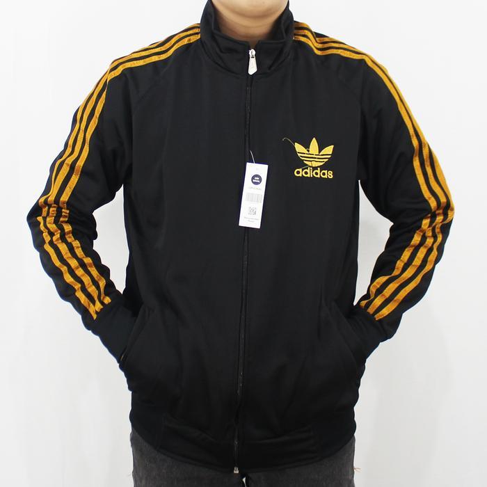 Premium Jaket Adidas Firebird Hitam List Emas - Jaket Training Pria Firebird Original