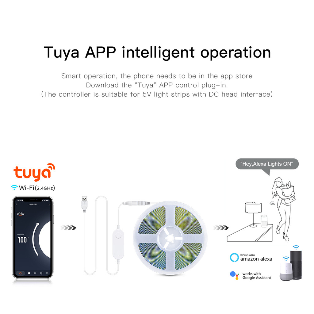 USB 5V TUYA Single Color LED Strip Controller Smart WIFI LED Strip App Remote Control Dimmer Switch