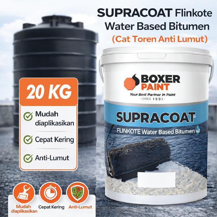 (20 KG) Cat Tangki Toren Air Anti Lumut SUPRACOAT Flinkote Water Based Bitumen