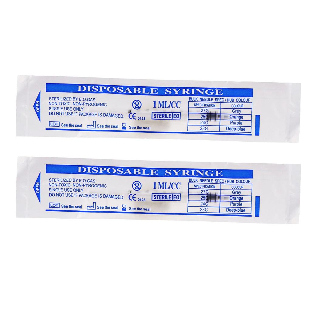 100PCS 1ml 1cc Plastic Syringe With Cap Individually Wrapped Sterilized Injector for Liquid