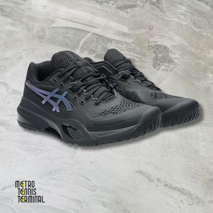 Asics Gel Resolution X Night Energy Women Black / Prism Blue ( Sepatu Tenis Wanita Asics )