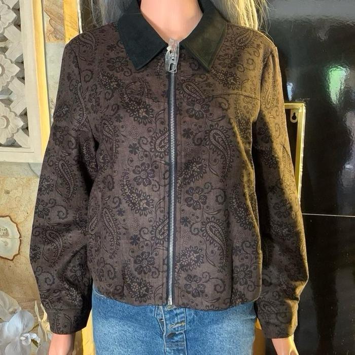 Jaket Yolanda Hitam Mix Motif Keong Polos Bahan suede Super Lembut Nyaman - jaket 1, L