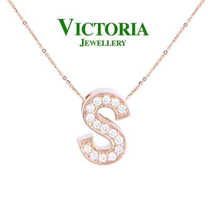 Liontin Berlian Inisial / Liontin Huruf S Victoria Jewellery