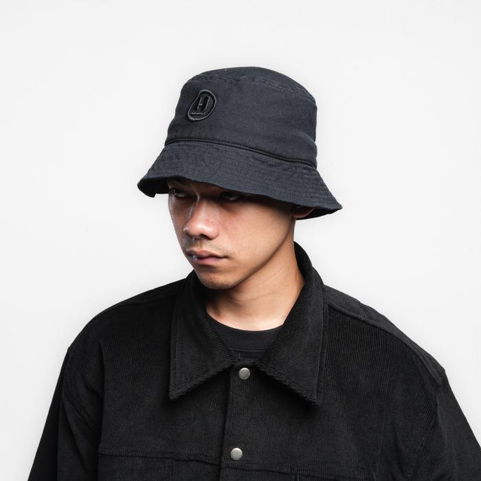 Hammerstout Hill Bucket Topi Bucket Kanvas Pria Wanita dengan Sulaman Grafis - Hitam - Bucket Hat - 