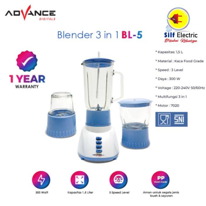 Blender Advance 3In1 - Blender Advance Bl-5 Pisau Wadah Listrik