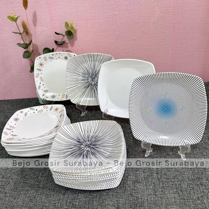 Piring Melamin Saji 7/8/9 inch Tebal - Piring Segi - Piring Kue - Piring Saji Prasmanan Alat Makan