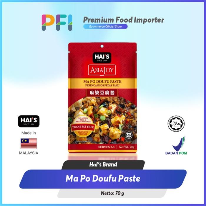 

Pilihan- Hais Asia Joy Mapo Tofu Paste 70G - Bumbu Mapo Tahu Szechuan