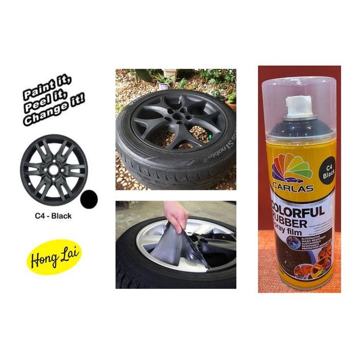 Pilihan- Carlas Rubber Paint C4 Black Mate Doff Cat Karet Velg Mobil Motor