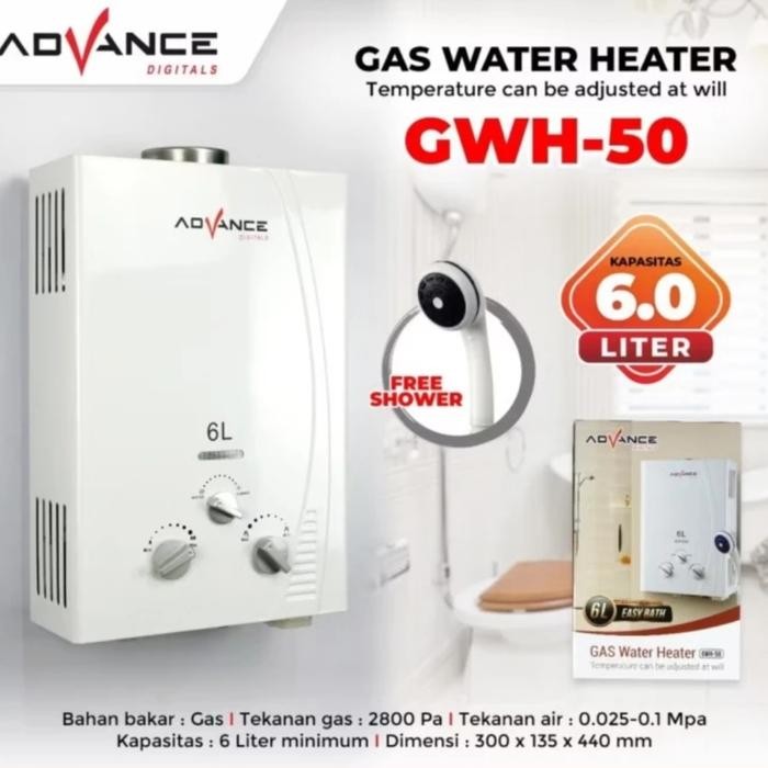 ADVANCE WATER HEATER GWH-50 Pemanas Air Gas