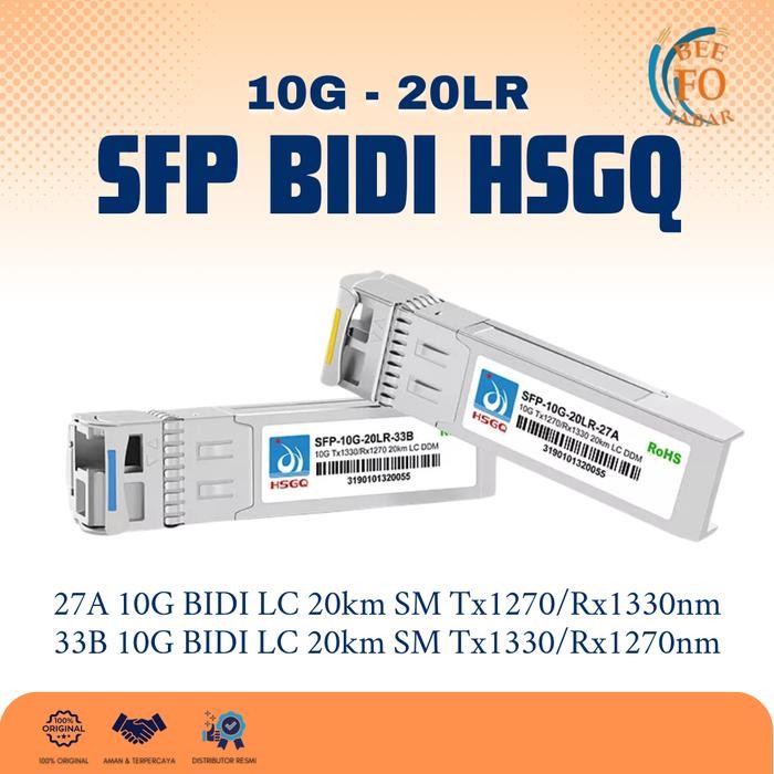 SFP UPLINK 10G HSGQ BIDI LC 20KM SFP-10G-20LR-31A/55B SEPASANG