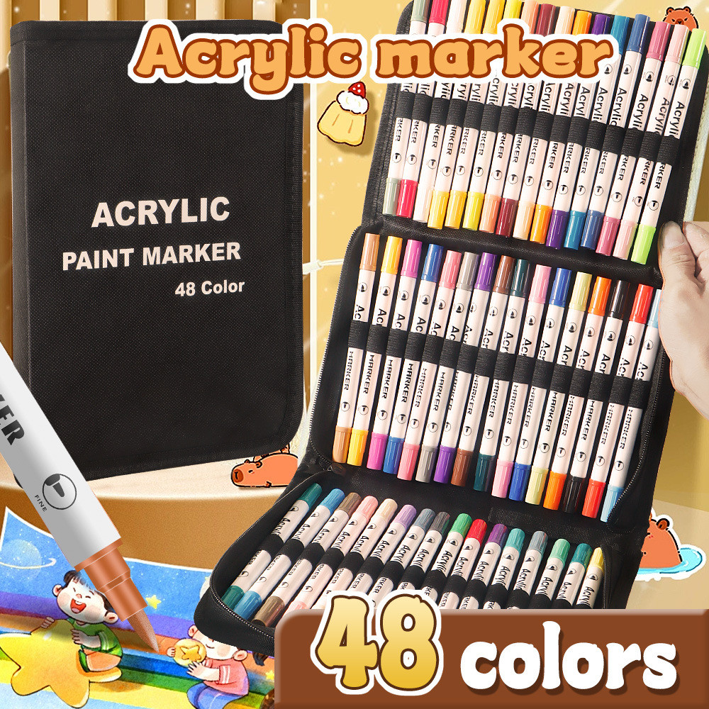 

Marker Akrilik 2 Ujung - Set 48 Warna - Tahan Air, Tidak Mudah Luntur - Untuk Pelukis & Pelajar - Cocok untuk Mewarnai, Menggambar, dan Seni |KUVGD1GX|