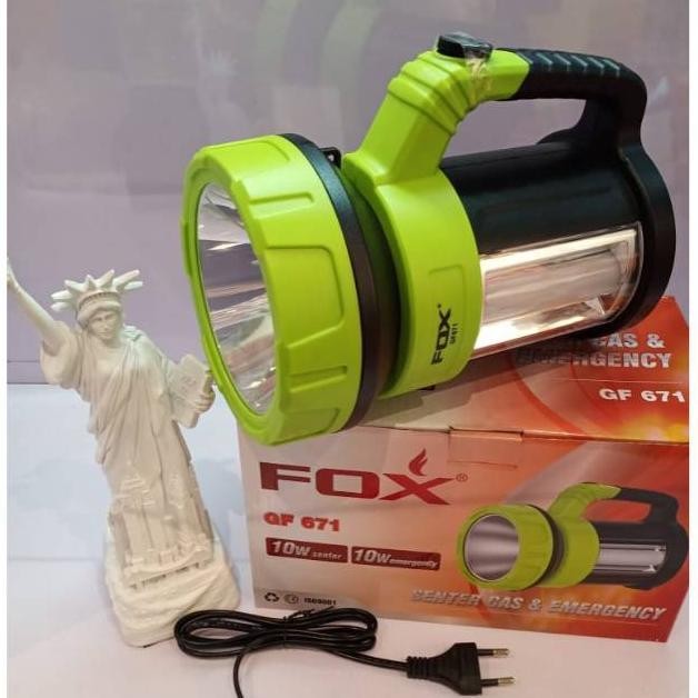 Senter Fox 671 Senter Besar Led Super Terang Senter Cas Emergency