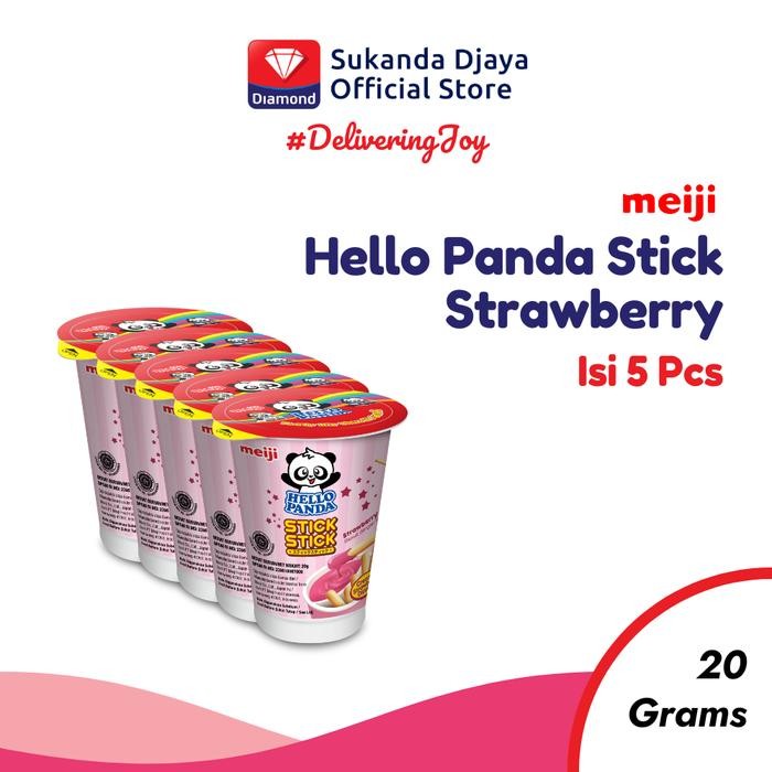 

Meiji Hello Panda Biskuit Stick Strawberry Snack 20 Gr [ISI 5 PCS]
