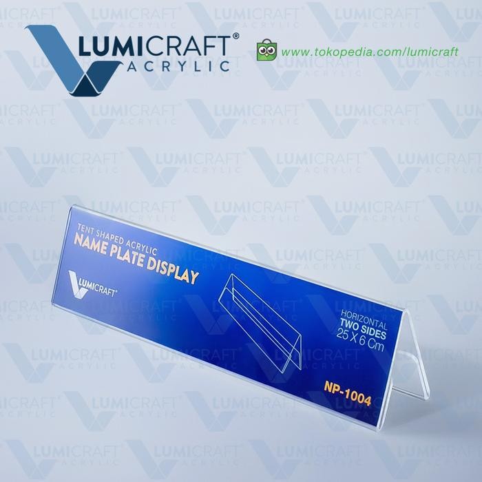 

OJ Label/Name Plate Display/Stand Acrylic/Akrilik Model Tenda - 25 x 6 Cm