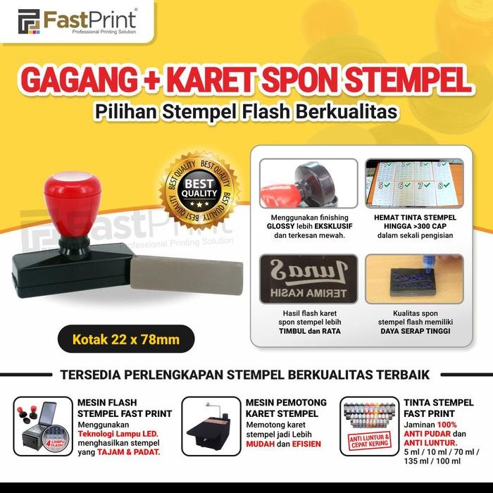 

Hot Sale! Gagang Stempel Plus Karet Spon Potongan Ukuran Kotak 22X78Mm