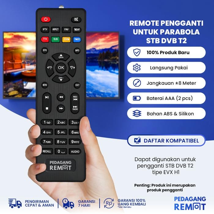 New Remot Remote Receiver STB DVB T2 Parabola Evinix H-1 / H1 UHF