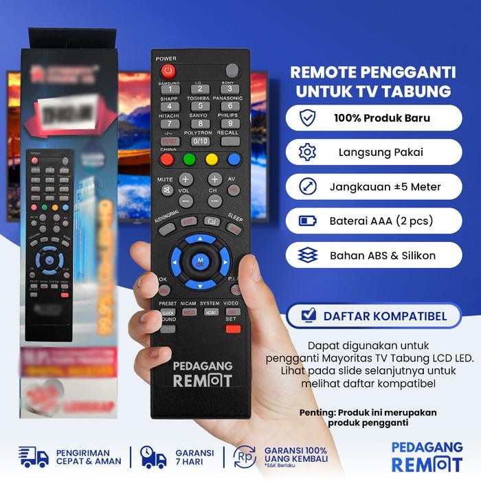 New Remot Remote TV Tabung LCD LED Multi Universal ChungHe (Polytron, dll)