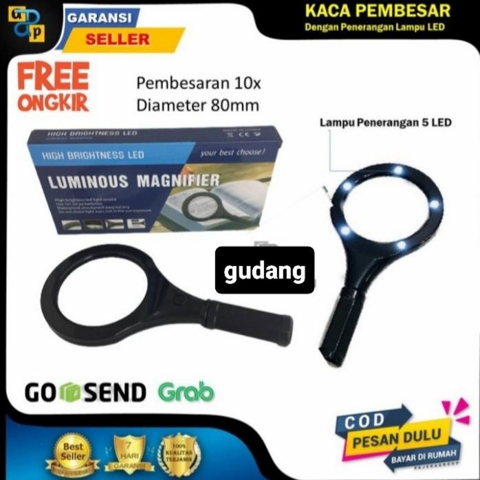 

SALE kaca pembesar + lampu LED pembesaran 10x diameter 80mm